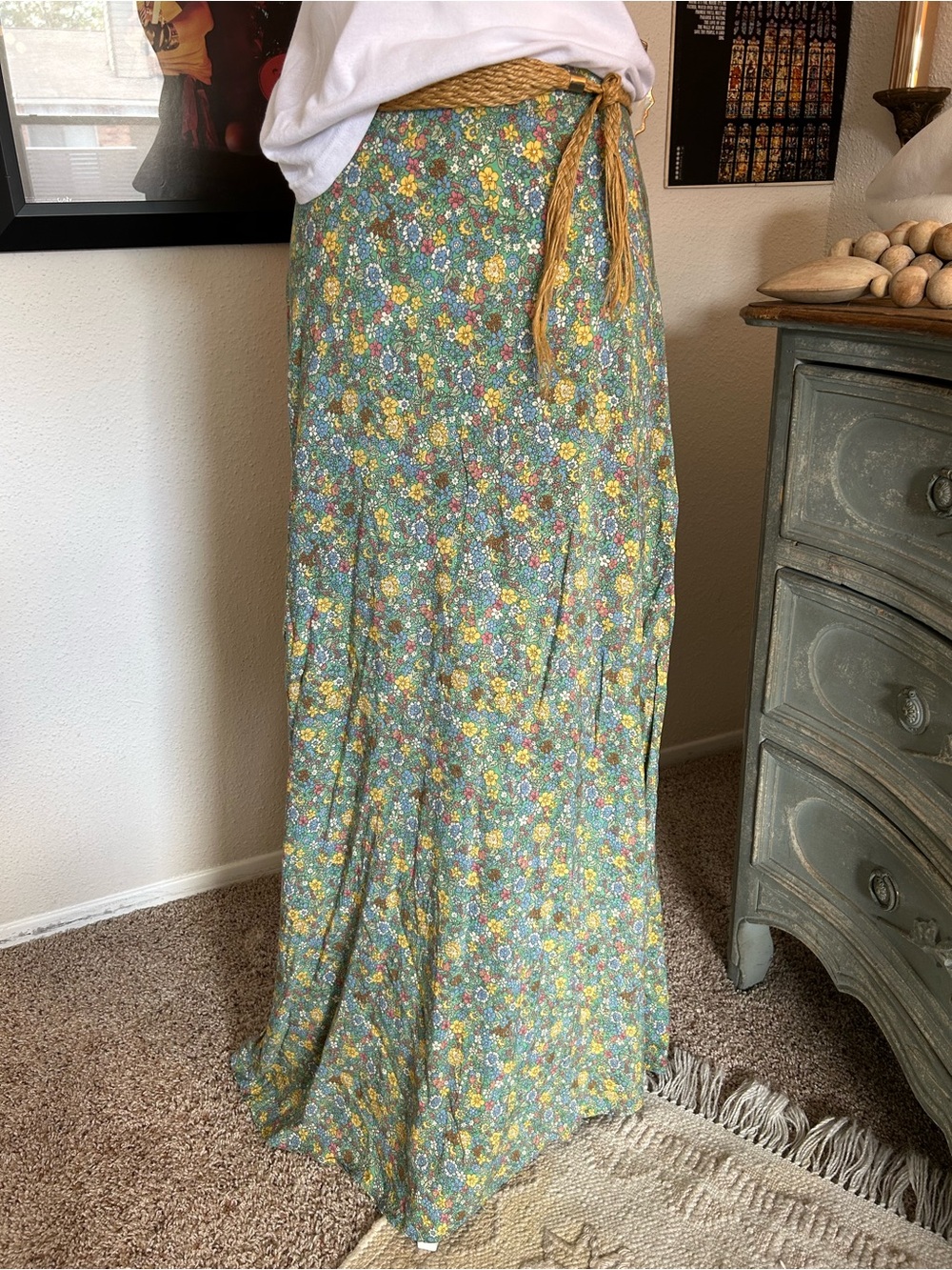 Natural Life Maxi Skirt Side-Slit Floral Size S Boho Cottagecore Fairy Festival - Picture 4 of 12